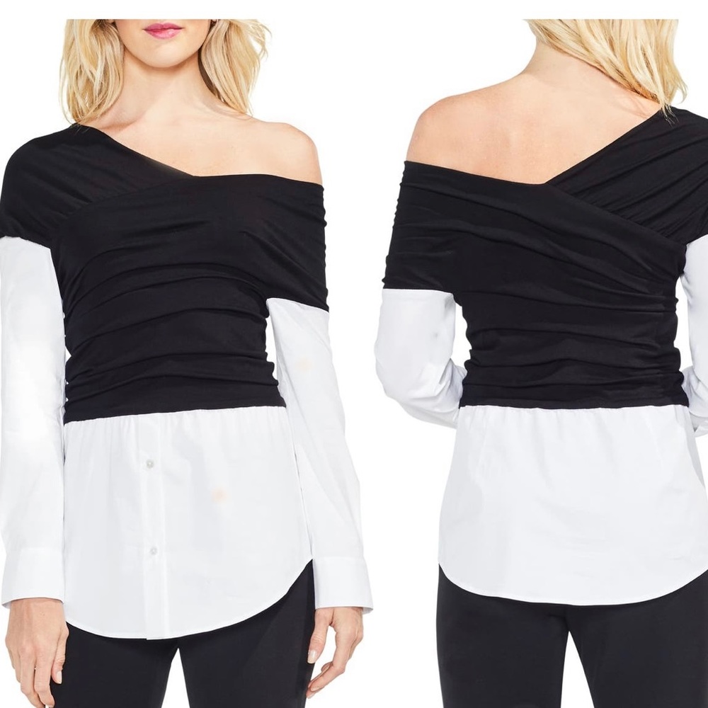 Vince Camuto Wrap Front One Shoulder Top M